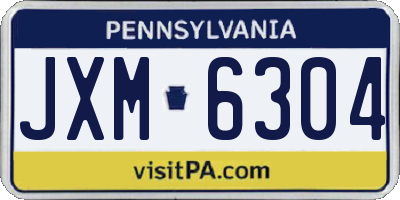 PA license plate JXM6304