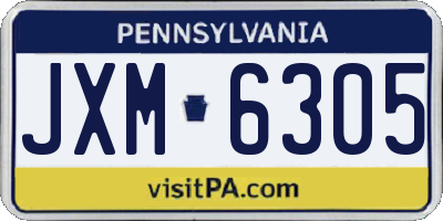 PA license plate JXM6305