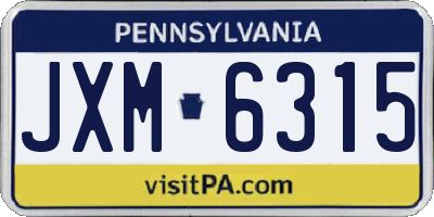 PA license plate JXM6315