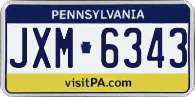 PA license plate JXM6343