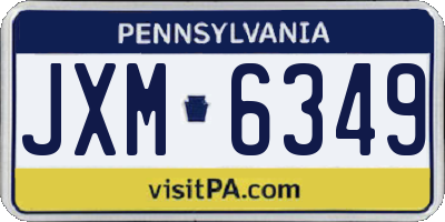 PA license plate JXM6349