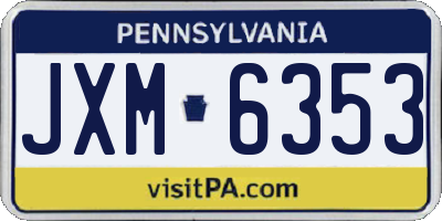 PA license plate JXM6353