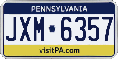 PA license plate JXM6357