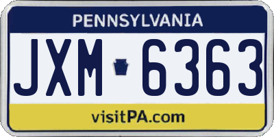 PA license plate JXM6363