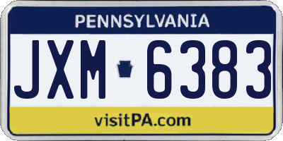 PA license plate JXM6383