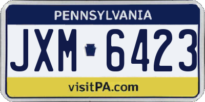 PA license plate JXM6423