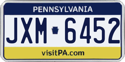 PA license plate JXM6452
