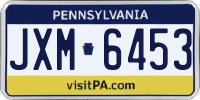 PA license plate JXM6453