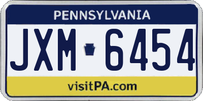 PA license plate JXM6454