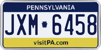 PA license plate JXM6458