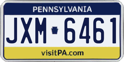 PA license plate JXM6461