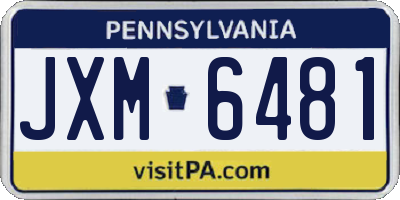 PA license plate JXM6481