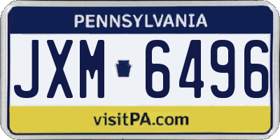 PA license plate JXM6496