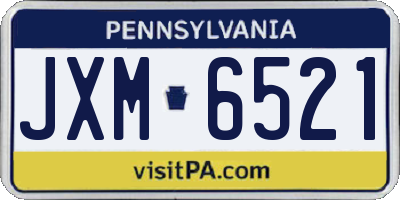 PA license plate JXM6521