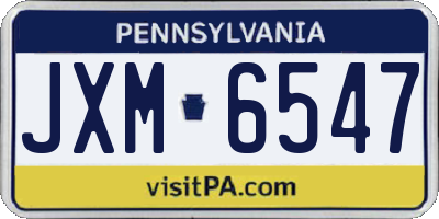 PA license plate JXM6547