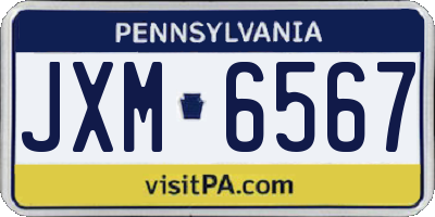 PA license plate JXM6567