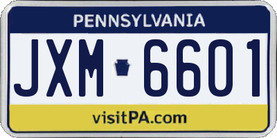 PA license plate JXM6601