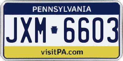 PA license plate JXM6603