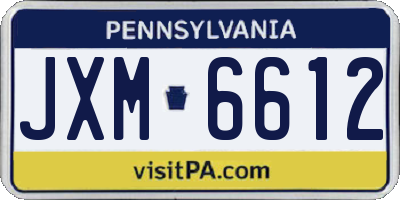 PA license plate JXM6612
