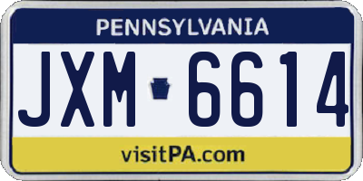 PA license plate JXM6614