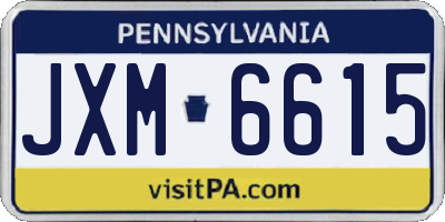 PA license plate JXM6615