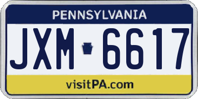 PA license plate JXM6617