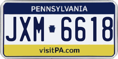 PA license plate JXM6618