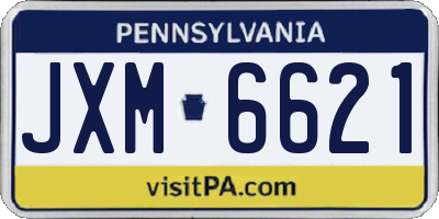 PA license plate JXM6621