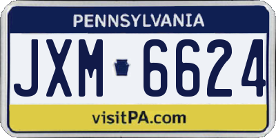 PA license plate JXM6624