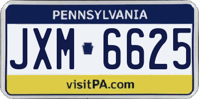 PA license plate JXM6625