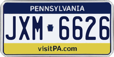 PA license plate JXM6626