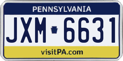 PA license plate JXM6631