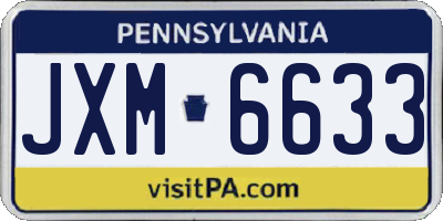 PA license plate JXM6633
