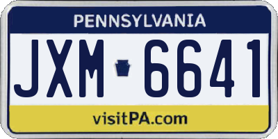 PA license plate JXM6641