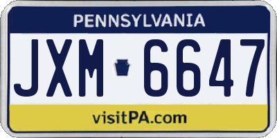 PA license plate JXM6647
