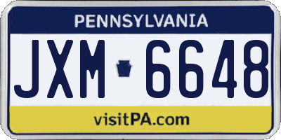 PA license plate JXM6648