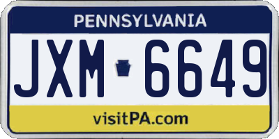 PA license plate JXM6649