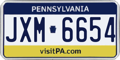 PA license plate JXM6654