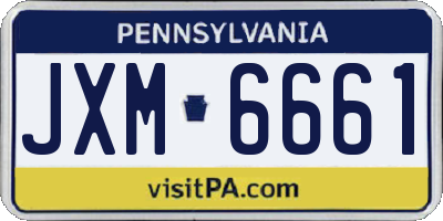 PA license plate JXM6661