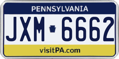 PA license plate JXM6662