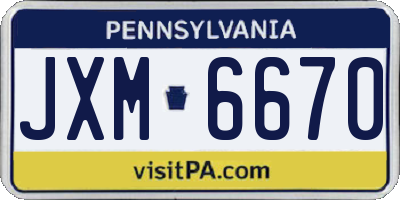 PA license plate JXM6670