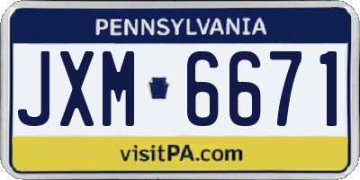 PA license plate JXM6671