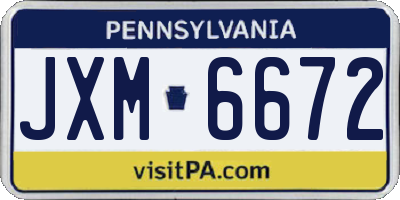 PA license plate JXM6672