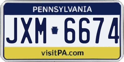 PA license plate JXM6674
