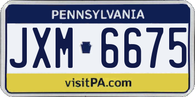 PA license plate JXM6675