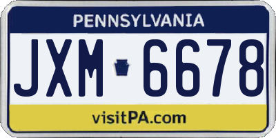PA license plate JXM6678