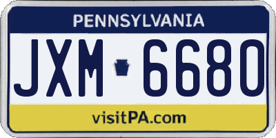 PA license plate JXM6680