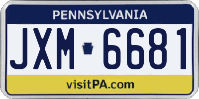 PA license plate JXM6681
