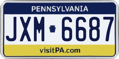 PA license plate JXM6687