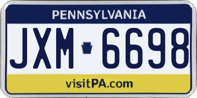 PA license plate JXM6698